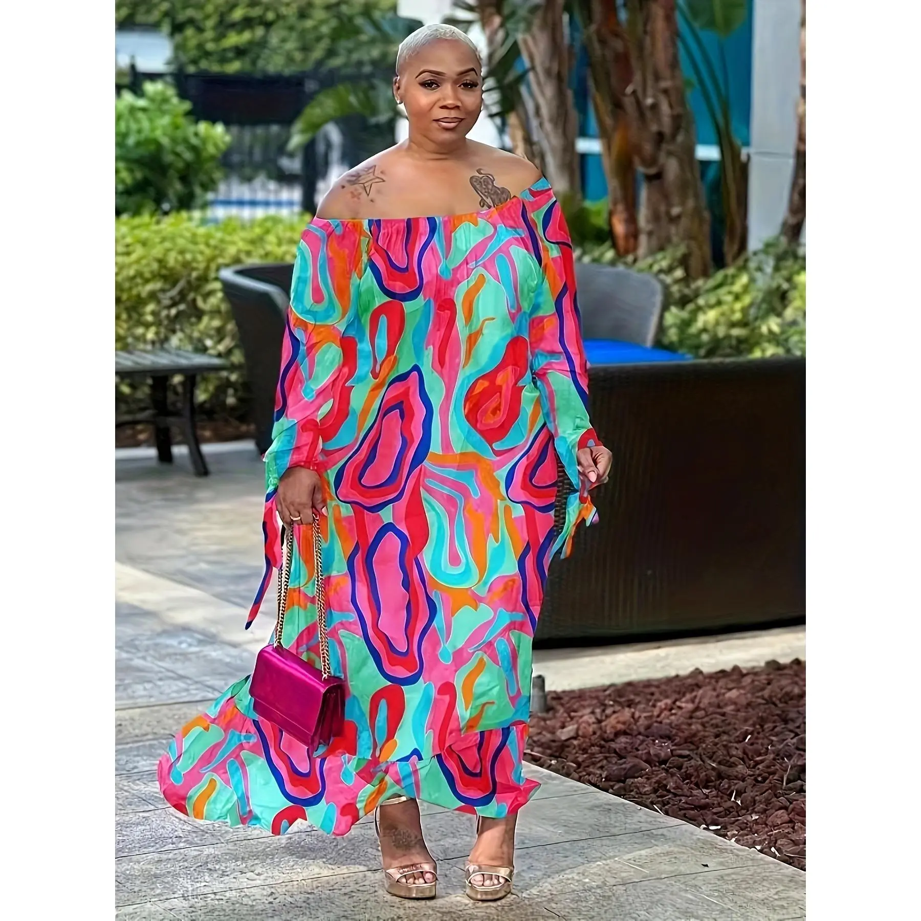 sachin and babi light blue dress Off-The-Shoulder Belted Maxi Dress main image 0