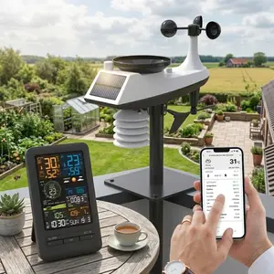 Professional Weather Station Wireless Outdoor Sensor Monitor Temperature Humidity Wind Speed Rainfall UV TVOC APP Auto Calibration Perpetual Calendar to 2099 Multilingual Dual Alarm Night Light for Outdoor Camping Emergency Safety Use