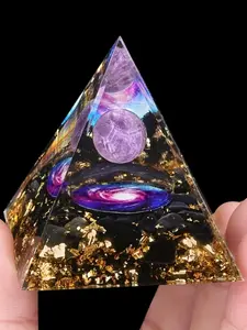 Mini Non-natural Amethyst Sphere Orgone Pyramid, Universe/black Hole/galaxy Orgone Pyramid, Desktop Ornaments, Ideal Gift for Halloween, Christmas