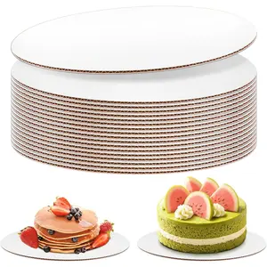 20 Pack 8 Inch Round Cake Boards Disposable Corrugated White Cake Cardboard Food-graded Plate Tray Circles Base for Dessert DIY Crafts Display