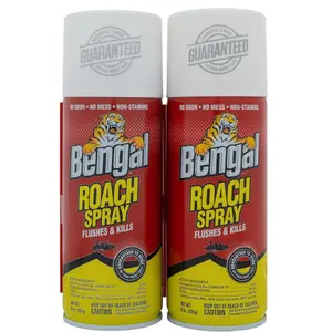 Bengal Roach Spray Odorless Stain-Free Dry Spray 2-Count 9 Oz Aerosol Cans for Effective Roach Control Guaranteed Odorless & Stain-Free