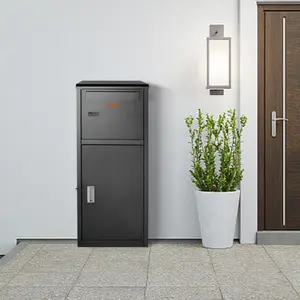 Outdoor Package Box 16.2inch x 15.8inch x 44inch , Galvanized Steel Package Box with Combination Lock, Detachable Anti-Theft Barrier, IPX3 Waterproof Package Box, Suitable for Outdoor, Foyer