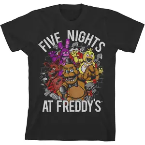 Five Night at Freddy's Breaking Walls Boy's Black T-Shirt