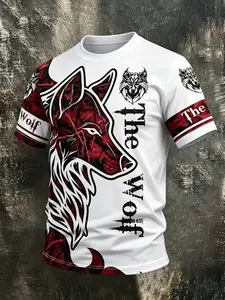 Men’s Wolf Head 3D Digital Print T-Shirt, new for Summer 2026—casual, versatile short-sleeve top suitable for various occasions and ideal as a gift for holidays.