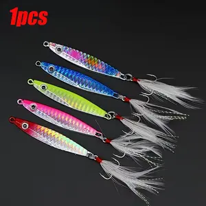 1pcs Far Casting Iron Plate Lure, Blood Slot Hook Bass Fishing Bait, Freshwater Saltwater Fishing Gear, Universal Fish Attractant