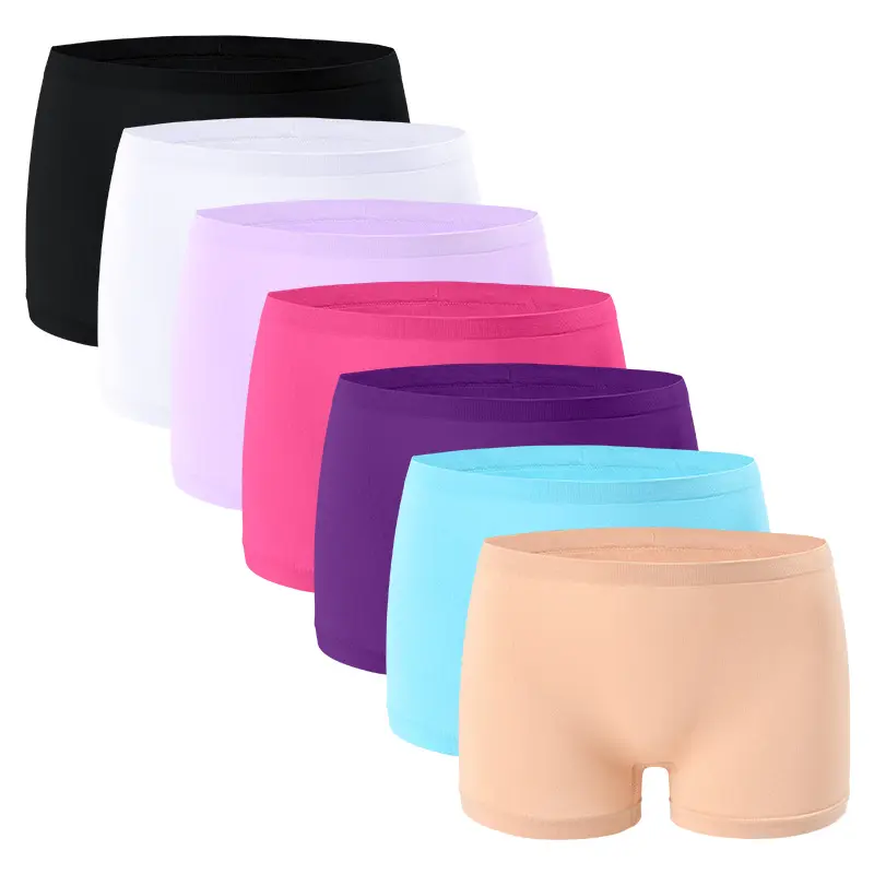 7 Pack Women's Seamless Boxer Shorts,Comfortable And Fitted,White Square Underwear,Minimalist One-Piece No-Show Shorts