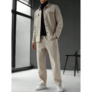 Men's Simple Woolen Jacket Set, Fashion Casual Design, Suitable for Work or Outing, Lightweight Ensemble, Enhance Your Wardrobe Taste