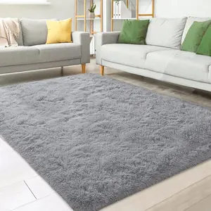 Area Rugs For Living Room, Ultra Soft Large Shag Living Room Rug Fluffy Rug Carpet For Bedroom, Plush Modern Floor Rug For Kids Room Fuzzy Rug For Home Decor Aesthetic, Light Grey