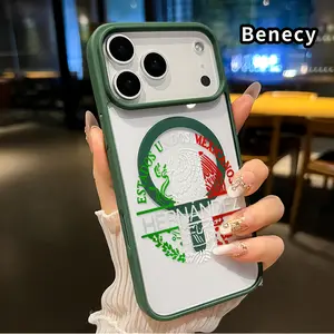Mexican Heritage Emblem Pattern Magnetic Phone Case for iPhone 17 16  Pro Max Plus 15 14 13 12 11 Air E Non-Yellowing Clear Crystal Drop-proof Slim Silicone Shockproof Transparent Acrylic Cover Supports Wireless Charging