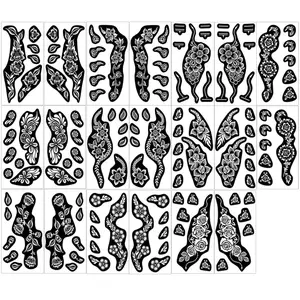 Hollow Out Flower Pattern Tattoo Stencil, 4 Sheets Temporary Tattoo Templates for Women, DIY Body Art Drawing Tool