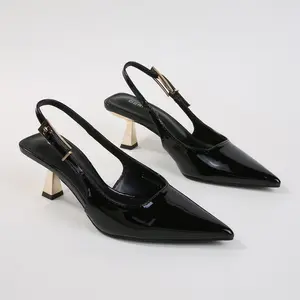 Berness Women's Cassandra Patent Slingback Heels Black 9