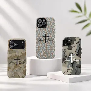 Jesus Saves Camo Phone Case | Christian Faith Cross iPhone Case | Duck Camo Protective Cover for iPhone 17 16 15 14 13 12 11