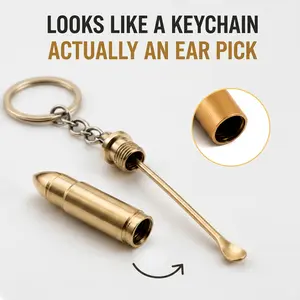 3Pcs Viral Brass Bullet Ear Pick Keychain, Hidden Portable Ear Wax Remover, Tactical Bullet Shell EDC Tool, Daily Carry Accessory for Work & Outdoor, Unique Cool Surprise Gift for Men, Boyfriends & Gun Tactical Enthusiasts