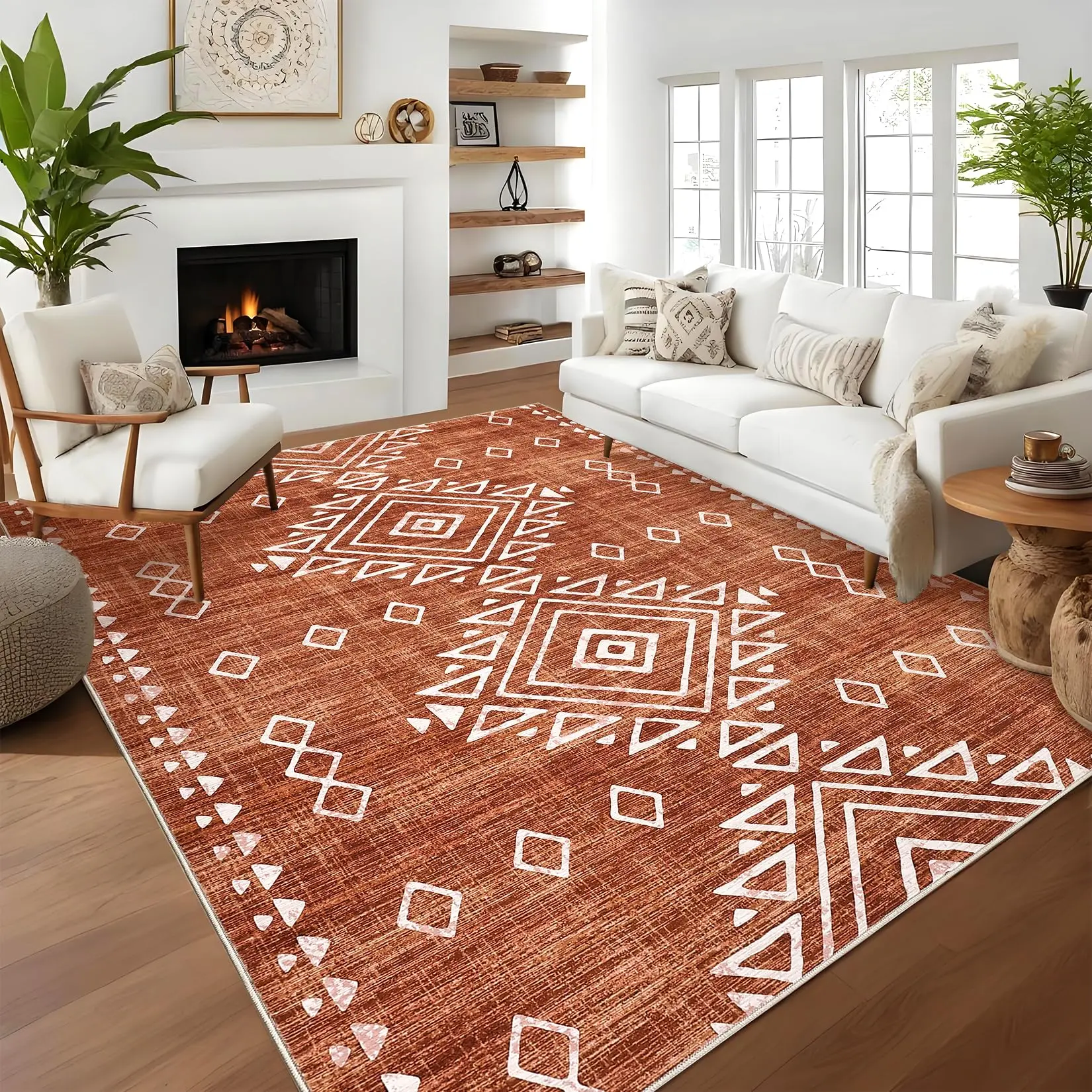 【GARVEE】Washable Area Rugs and Runners in Multiple Sizes (2x6 to 10x13) with Modern Distressed Geometric and Tribal Designs, Soft Low Pile, Non-Slip, Non-Shedding, Stain Resistant, Ultra-Thin for Indoor Use
