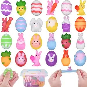 24 PCS Easter Mochi Squishy Toys Squishies Easter Toys for Kids Girls Boys Easter Basket Stuffers Party Favor Gifts
