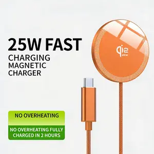 25W Magnetic Wireless Charger for iPhone 12-17, 5.3mm Ultra-Slim, Strong Magnetic Adsorption, Fast Charging with Aluminum Alloy Heat Dissipation, Ideal for Gamers, Commuters & iPhone Users, Perfect for Home, Office & Gaming