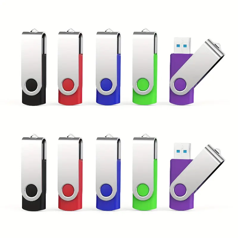 Portable Multi-Color USB 2.0 Keychain Flash Drives (10pcs) - 1GB-128GB Multi-Size Data Storage, Unisex Sports & Outdoor Protective Gear Accessory for Computer, PC, Laptop