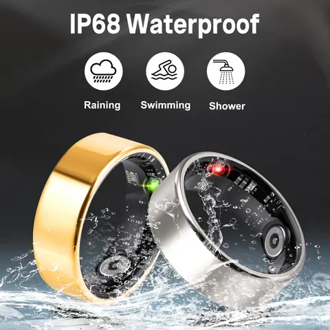 OCPTY Smart Ring for Men & Women, Health Fitness Tracker with Charging Case & Ring Protector, IP68 Waterproof Sleep Heart Rate Monitoring, No Subscription Fee for iOS Android