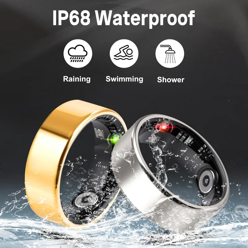 OCPTY Smart Ring for Men & Women, Health Fitness Tracker with Charging Case & Ring Protector, IP68 Waterproof Sleep Heart Rate Monitoring, No Subscription Fee for iOS Android
