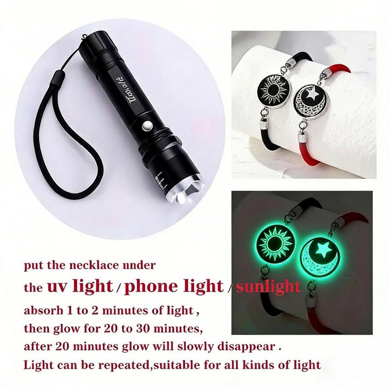 ​​2-Pack​​ Glow in Dark Couple Bracelets Set - Magnetic Sun Moon Matching Jewelry | Adjustable Luminous BFF Best Friend Soulmate Gifts for Boyfriend Girlfriend Couples Teens | Anniversary Valentine's Birthday Christmas Gift