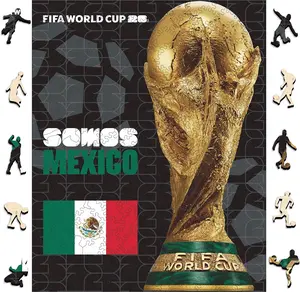 FIFA World Cup 2026 Mexico Poster Puzzle, Officially Licensed Trophy Wooden Puzzles for Adults, 200 Pieces Jigsaw Puzzle Gifts for Soccer Fans, Football Home Office Memorabilia,8.2 x 12.6 Inch