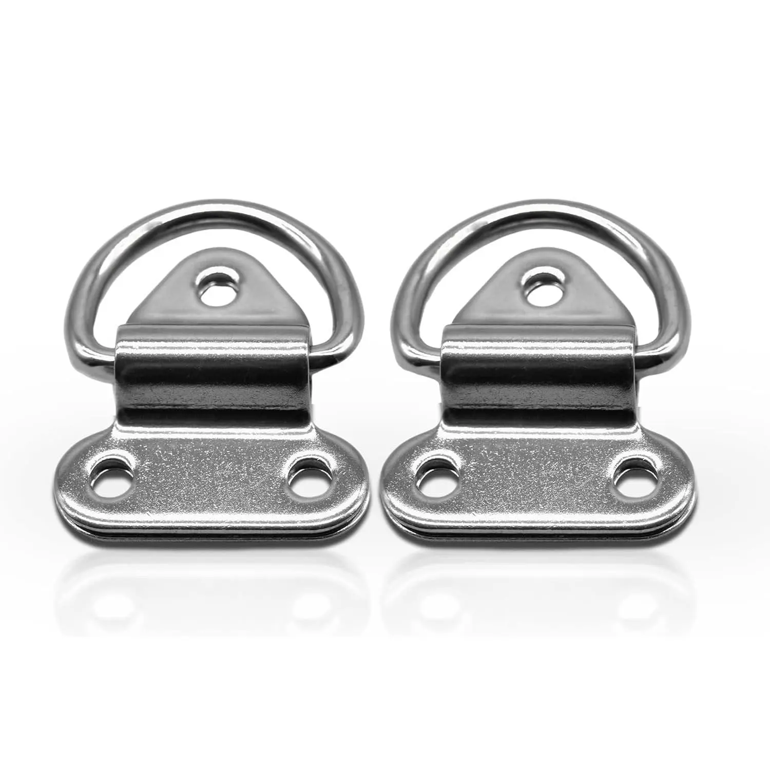 MARINE CITY 2 Pcs D Shape Folding Pad Eyes 304 Stainless Steel 2 x 2-1/4 Inch for Boats Yachts Vans Caravans