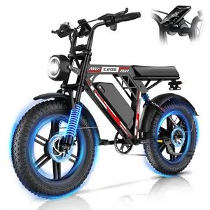 Electric Bike for Adults 1000W Motor 31MPH Speed 50 Mile Long Range 17Ah Battery 20 Inch Off Road Tires 7 Speed Hydraulic Disc Brakes Front Rear Hydraulic Suspension App Control Lights Warranty