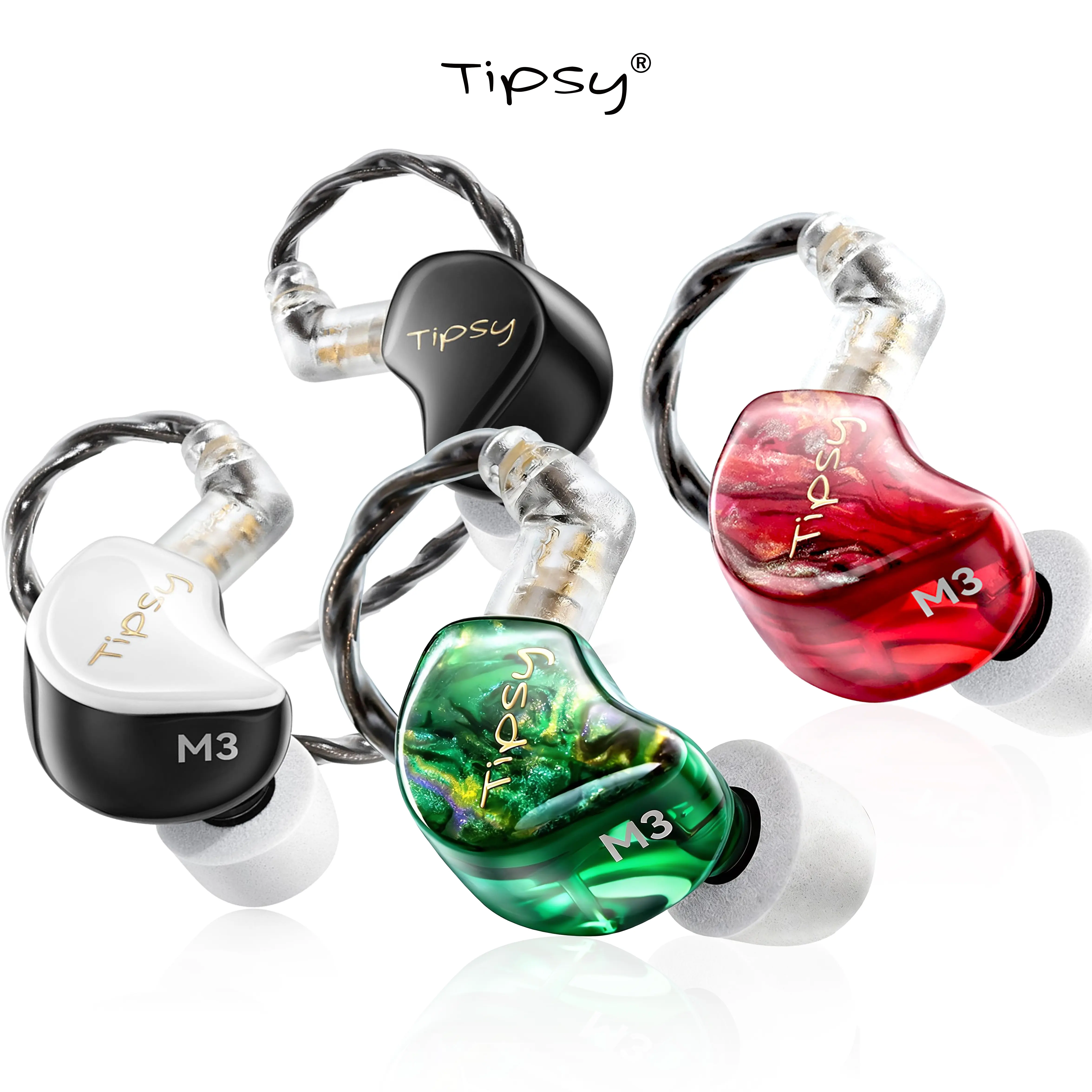 Tipsy M3 Professional IEM, 1DD+2BA Hybrid HiFi In-Ear Monitors, Acoustic-Runway Noise Isolating Wired Earbuds for Gamers & Musicians,Detachable 0.78mm 2-pin Cable