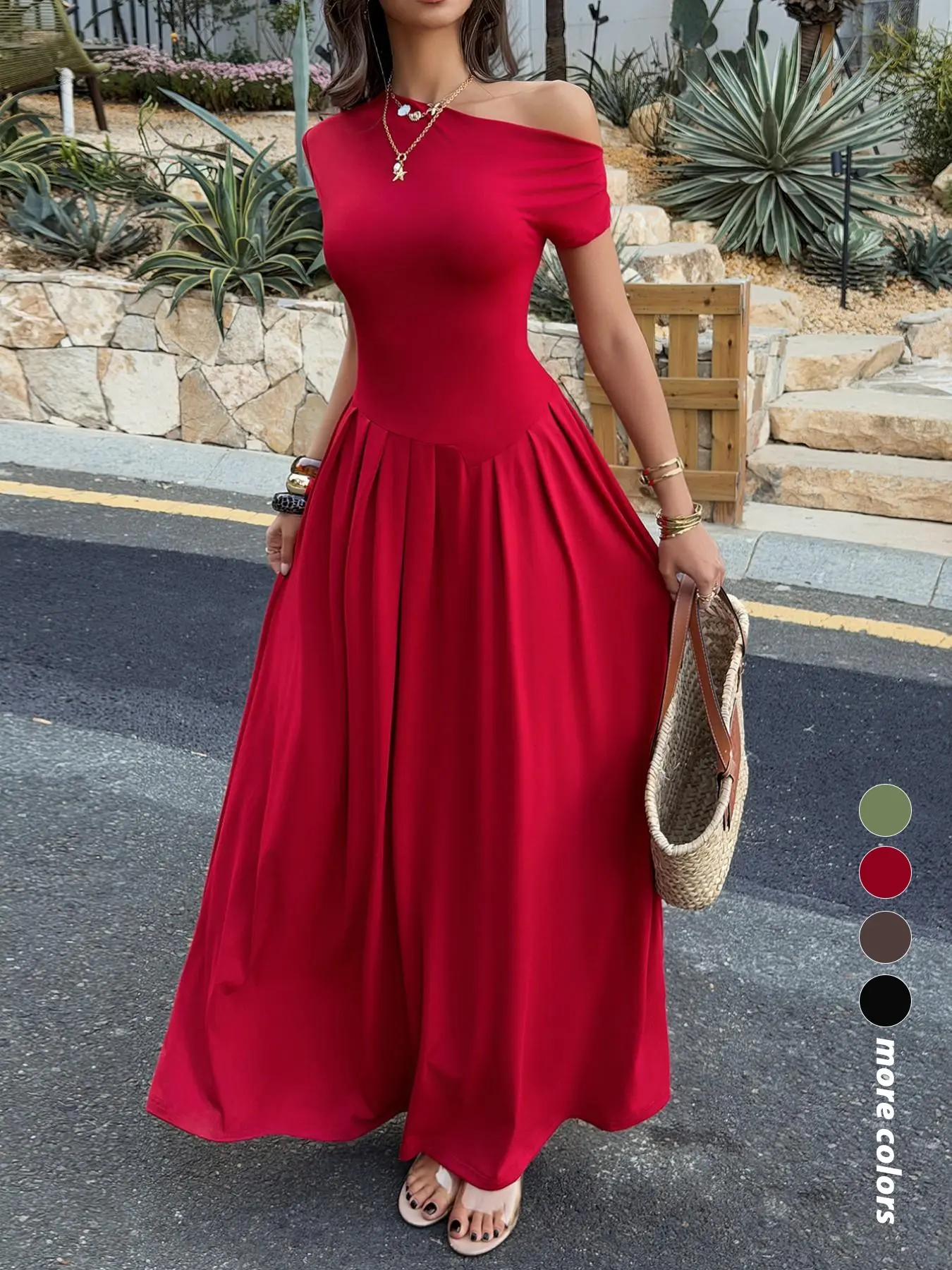 Elegant Long Maxi Dress with Off-Shoulder Design, Slim-Fitting Plain Pattern, Short Sleeve, Perfect for Formal Occasions Formal Wear - TikTok Shop Elegant Long Maxi Dress with Off-Shoulder Design, Slim-Fitting Plain Pattern, Short Sleeve, Perfect for Formal Occasions Formal Wear - TikTok Shop