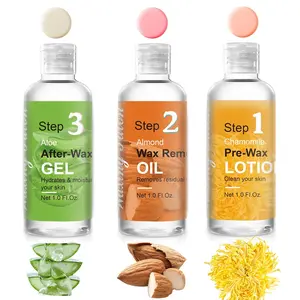 Mini Pre Wax Spray and After Wax Spray, Triple-bottle Set After Wax Care with Pre Wax Cleanser, Wax Remover Oil and Skin Soother Organic Aloe Vera Gel for Sensitive Skin