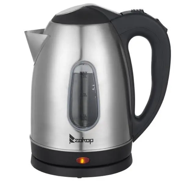 BPA-Free Stainless Steel Electric Kettle (1.5L, 1200W US Standard) - Automatic Shut Off, Boil Dry Protection, LED Color Changing Boil Status, 360° Easy Docking, 1.87Lb / 0.85Kg, Portable for Coffee, Tea, Kitchen Countertop Appliance
