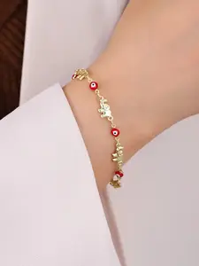 Trendy Elephant & Evil Eye Bracelet for Women - Dainty Gold Bohemian Charm Bangle for Good Luck, Positive Energy, Protection - Unique Valentines Gift for Her (Girlfriend, Wife, Daughter) - Jewelry Bracelet - Trendy Stack Bangle
