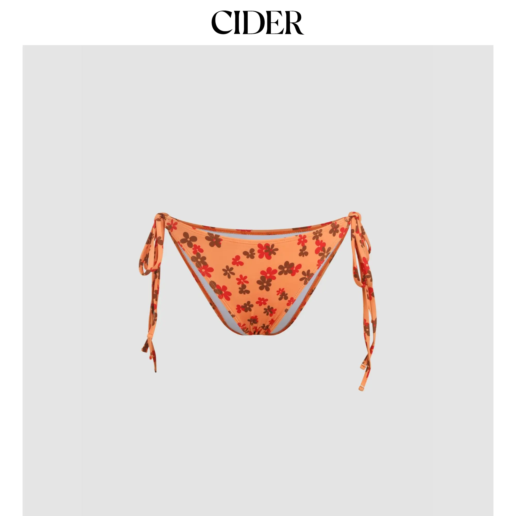 Cider Women's Floral Print Bikini Bottom, Low-Rise Polyester Knit Swimwear with Adjustable Side Ties for Beach or Pool