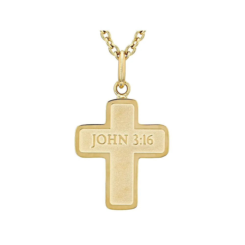 JTV 14K Yellow Gold Over Stainless Steel Bible Verse Pendant with Chain
