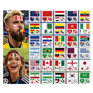 2026 FIFA World Cup Temporary Tattoos USA Canada Mexico Flag Face Stickers Waterproof Football Fan Decor for Makeup & Cosmetic Use Non-Toxic Gentle Formula Safe for Sensitive Skin Kids