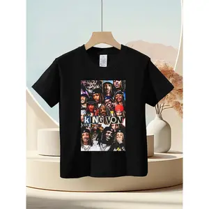 King Von Graphics T-Shirt - Unique Collage Design Featuring Colorful Images and Bold Text, Perfect for Fans of Rap Culture - Stylish Casual Tee for Everyday Wear or Music Events (3-13Y)