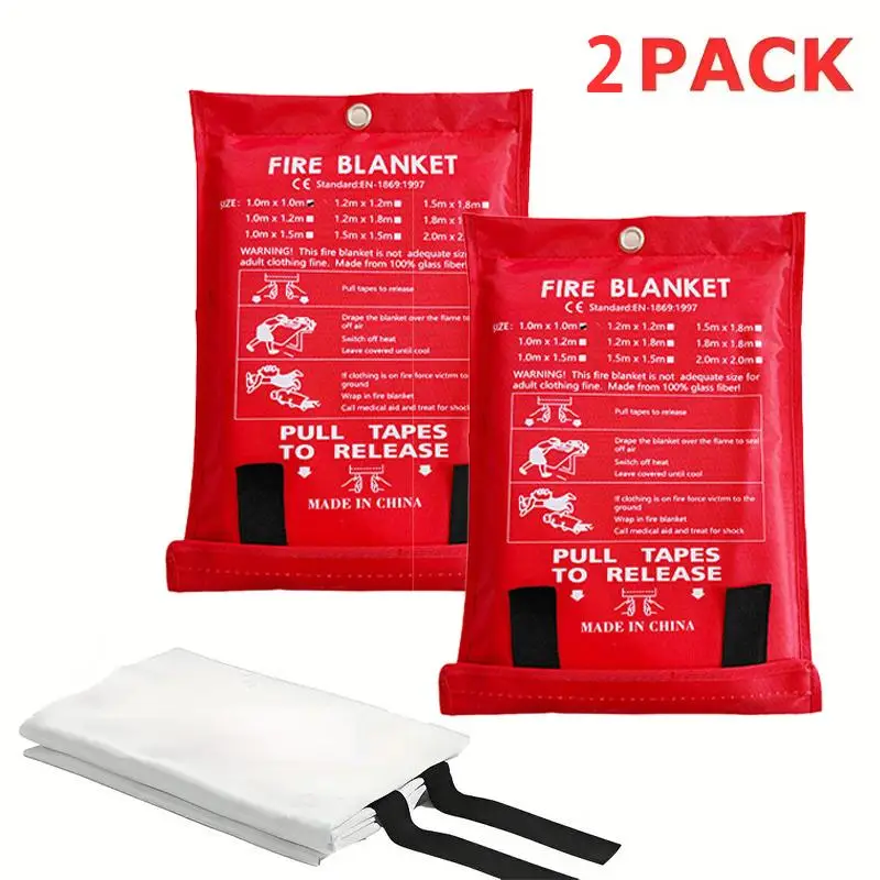 Fire Blanket, Fiberglass Material Fire Blanket, Emergency Fire Blanket for Kitchen, Home, School, Office, Camping, Car Fire Blankets