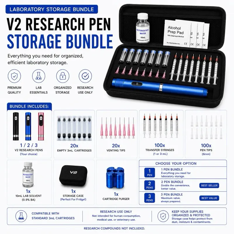 Premium Laboratory Storage Bundle, Research Kit with Cartridge Purger, Transfer Syringes, Pen Tips, Venting Tips, Fridge