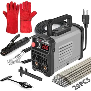 WrenchWizard 200Amp 20PCS Rods Stick Welder, Super MINI Portable Welding Machine, IGBT Inverter Welder Machine 110V with Hot Start Arc Force Anti-Stick, for 1/16"-1/8" Rod ARC Welder, Chip Hammers (Gray)Quesear