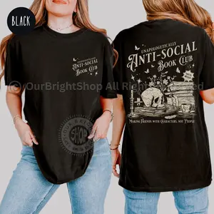 Anti-social Book Club Shirt for Introverted Romance Reader Vintage Distressed Reading T-shirt