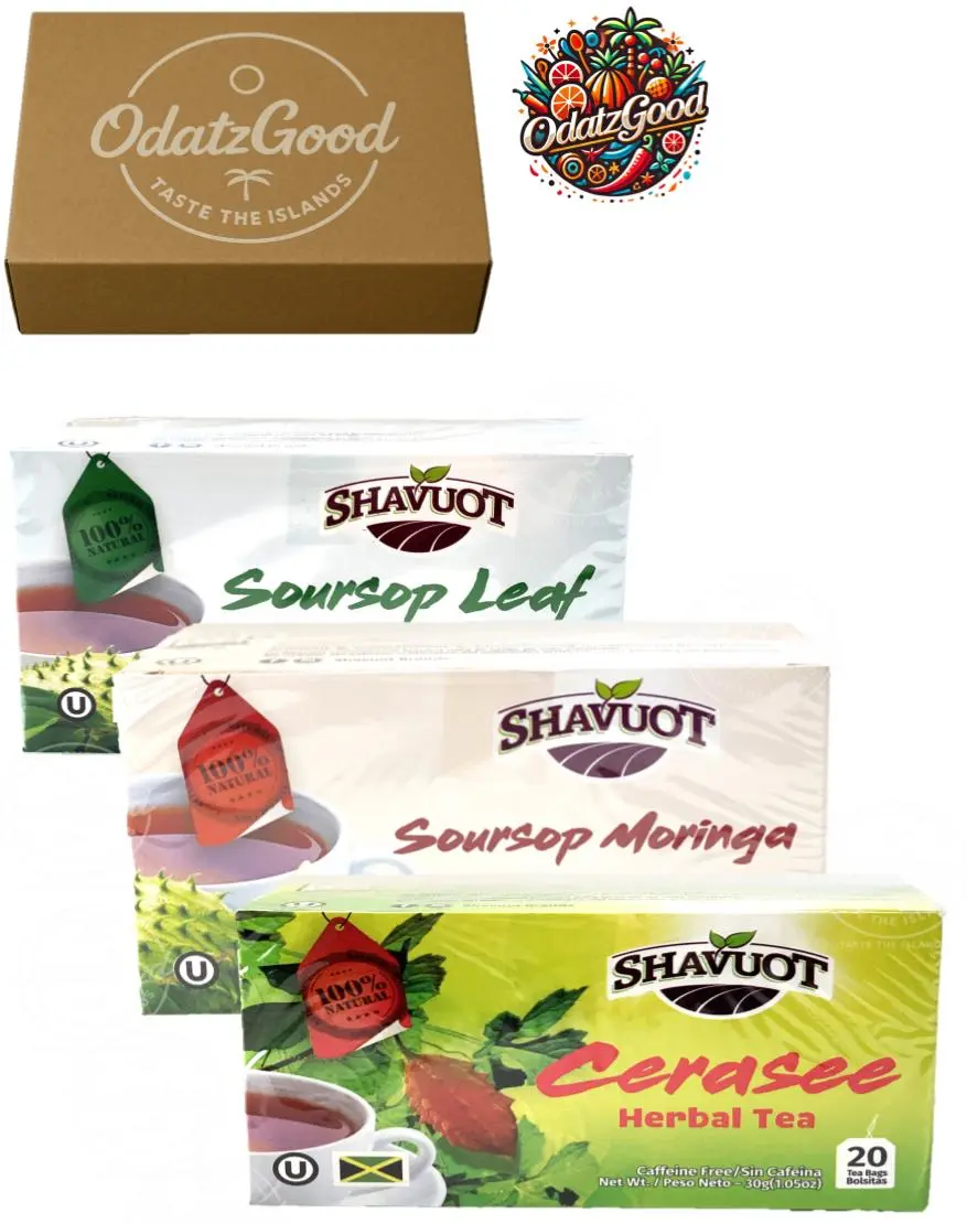 Shavuot Jamaican Cerasee, Soursop and Soursop/Moringa Tea Variety – Curated & Packaged by ODatzGood