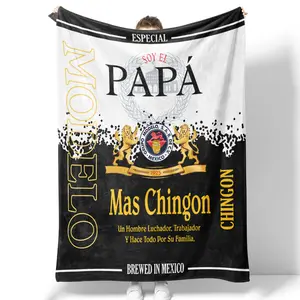 Papa Mas Chingon Throw Blanket Gifts for Mexican Dad, Blanket Birthday Gifts Fleece Flannel Plush Blanket for Couch Bed Sofa