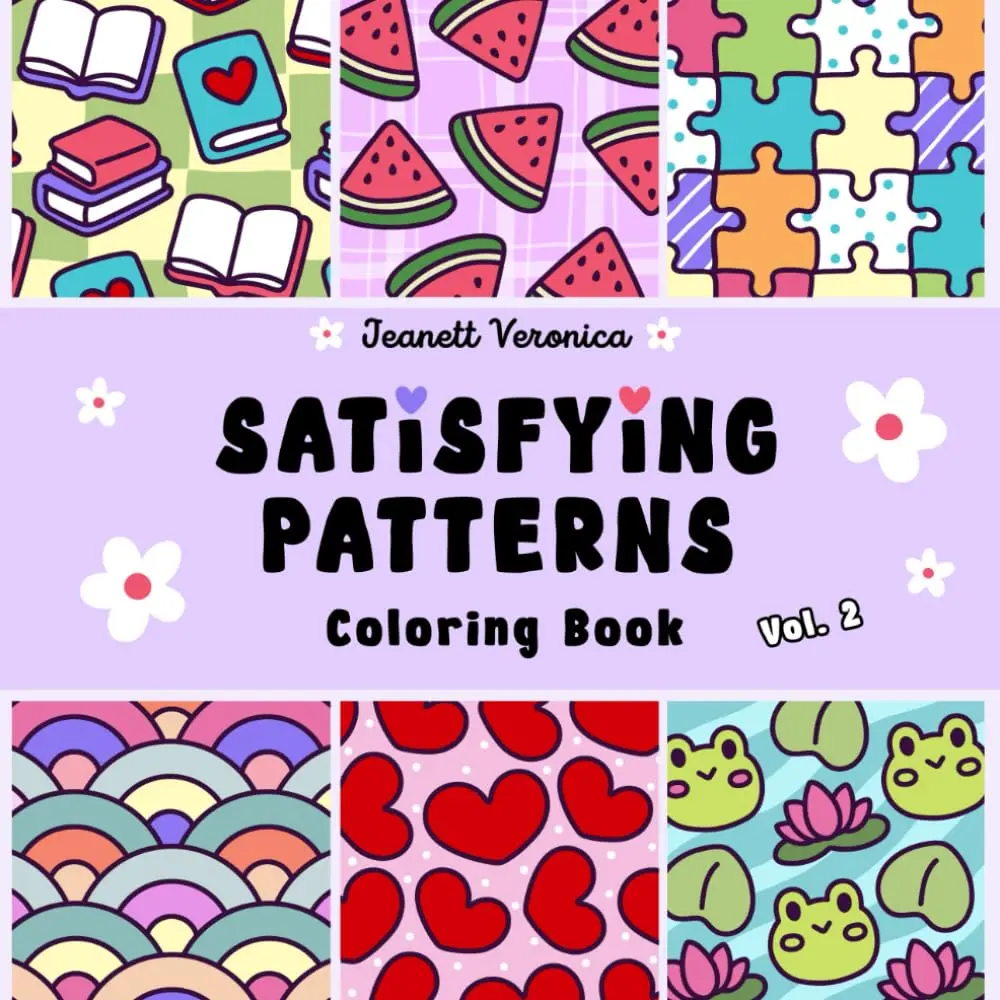 Satisfying Patterns Vol. 2 Coloring Book: Bold and Easy Designs For Adults and Teens With Simple Geometric and Cute Illustrations