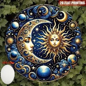 Classy Sky Sun and Moon Classical Metal Sign- 7.8x7.8inch Aluminum Round Mural for Bar, Cafe, Beach House or Backyard, Outdoor Wall Art, Backyard Decoration,Sun And Moon Art, metal wall sign Vintage Metal Tin Sign home decor plaque funny bar sign