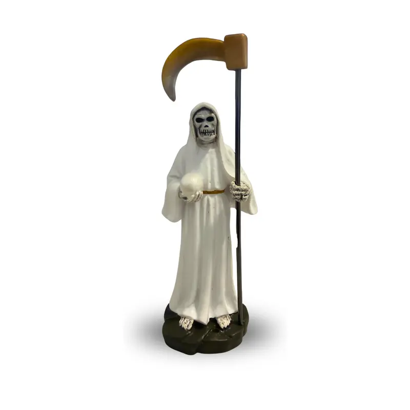 Mini Santa Muerte Statue white 3.5 Inches Devotional Altar Figure