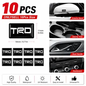 10Pcs 3D Car Logo Shape Epoxy Badge Sticker Easy Installation Universal Fit Interior Decoration Accessories for Tacoma TRD Pro 4Runner TRD Pro Tundra TRD Pro Camry TRD RAV4 TRD Off-road Edition 86 TRD Sequoia TRD Pro