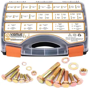 VIGRUE 1060PCS SAE & Metric Bolts Nuts Assortment Kit 1/4-20 5/16-18 3/8-16 and M6 M5 M4 Heavy Duty Assorted Hex Bolts Washers Nuts Fasteners Set with Portable Box, 25 Different Sizes self drilling  anchors magnetic cabinet  latch ver  x  bolts wire nuts