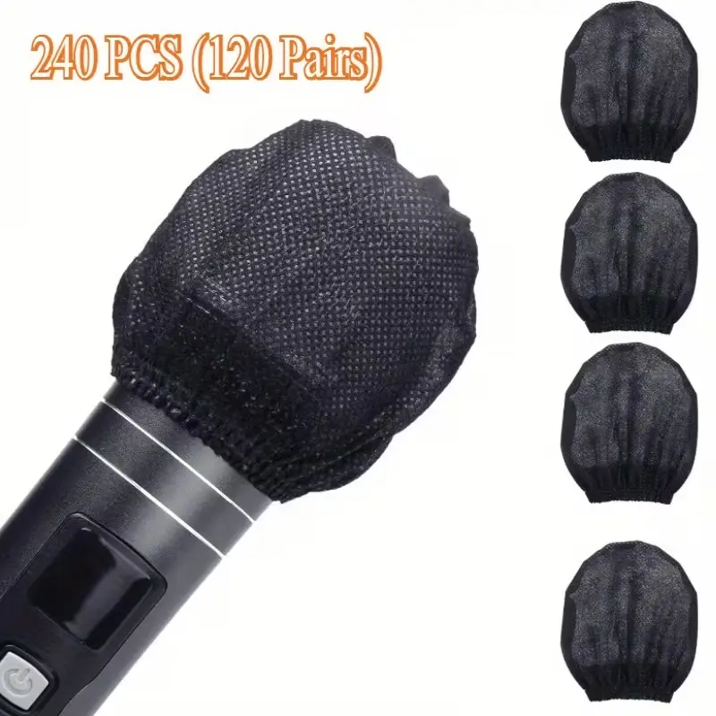 240 Pcs (120 Pairs) Disposable Microphone Windscreen & Pop Filter Covers - Individually and Clean Sealed Bag, Sanitary Non-Woven Fabric, Breathable, Elastic Closure, for Live Streaming, Church, Home Supplies