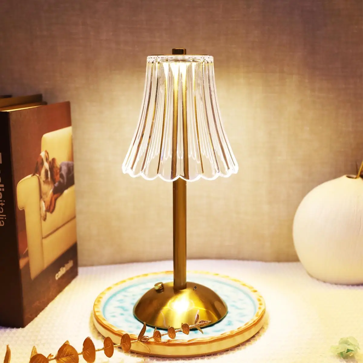 Vintage Desk Lamp With Touch Sensor, USB Rechargeable Bedroom Night Light, 3-color Dimming Desk Light For Home Decor, Gift