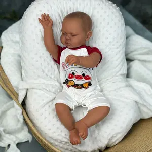 GUESSBELLY 60cm/24Inch Black Skin Asleep Reborn Fat Baby Doll Toy For Girls Cloth Body Vinyl Limbs Big Size Brown Skin Doll Kid Fashion Birthday Gift Collectable Humanoid Doll